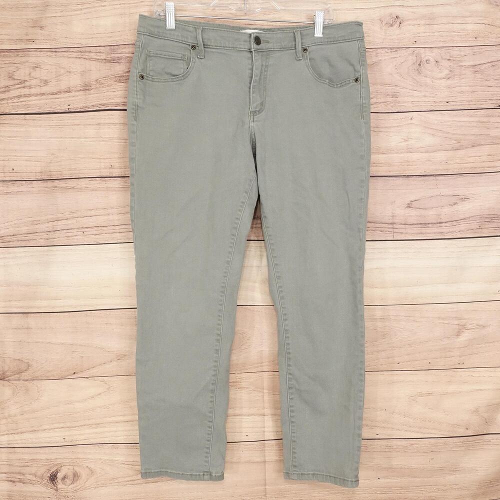 Sonoma Goods For Life Girlfriend Jeans Womens 12 Green Med Wash Stretch 34x25.5